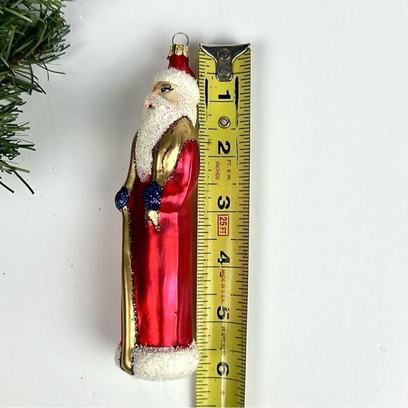 Vintage PIER 1 Blown Mercury Glass Santa Christmas Ornament Red White Gold - Picture 11 of 11